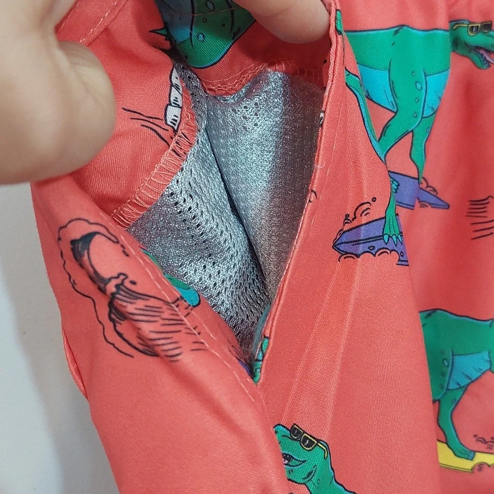 Burnside Boys Size Small Swim Trunks Shorts Coral Dinosaur Surfing Ocean